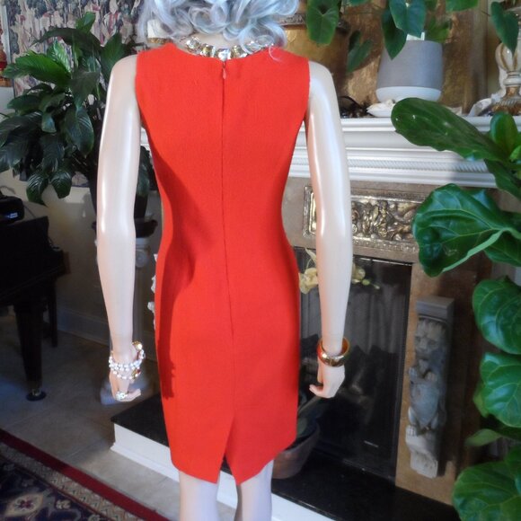 Carolina Herrera Orange Tweed Sheath Dress Size 2 - Picture 14 of 16